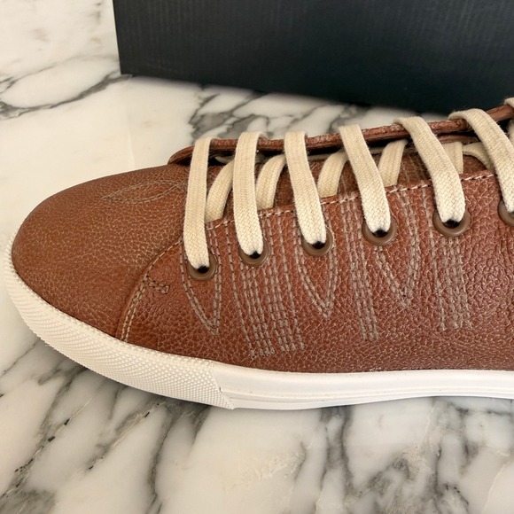 Prada Milano 2EE448 Mens Brown Pebbled Leather Low Top Sneakers, UK 7.5 main image 14